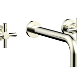 Phylrich BASIC Wall Lavatory Set 10″ Spout – Tubular Cross Handles DWL134-10 – Satin Nickel