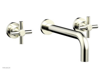Phylrich BASIC Wall Lavatory Set 10" Spout - Tubular Cross Handles DWL134-10 - Satin Nickel