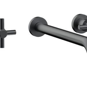 Phylrich BASIC Wall Lavatory Set 12″ Spout – Tubular Cross Handles DWL134-12 – Gun Metal