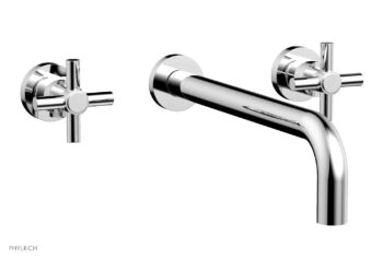 Phylrich BASIC Wall Lavatory Set 12" Spout - Tubular Cross Handles DWL134-12 - Polished Chrome