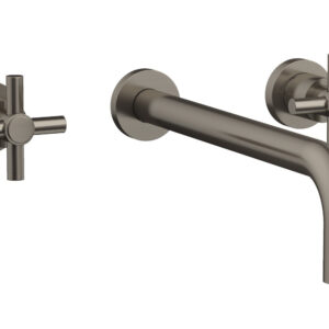 Phylrich BASIC Wall Lavatory Set 12″ Spout – Tubular Cross Handles DWL134-12 – Pewter
