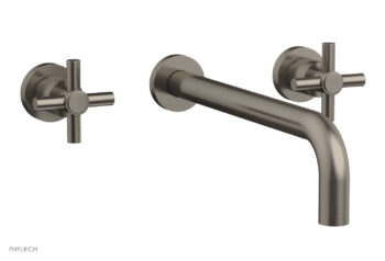 Phylrich BASIC Wall Lavatory Set 12" Spout - Tubular Cross Handles DWL134-12 - Pewter