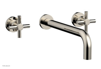 Phylrich BASIC Wall Lavatory Set 12" Spout - Tubular Cross Handles DWL134-12 - Polished Nickel