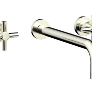 Phylrich BASIC Wall Lavatory Set 12″ Spout – Tubular Cross Handles DWL134-12 – Satin Nickel