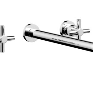 Phylrich BASIC Wall Lavatory Set 14″ Spout – Tubular Cross Handles DWL134-14 – Polished Chrome