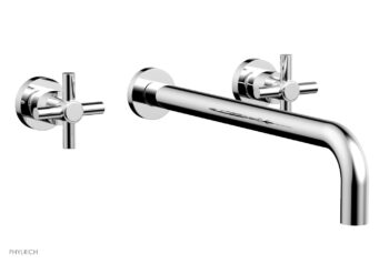 Phylrich BASIC Wall Lavatory Set 14" Spout - Tubular Cross Handles DWL134-14 - Polished Chrome
