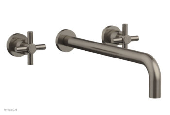 Phylrich BASIC Wall Lavatory Set 14" Spout - Tubular Cross Handles DWL134-14 - Pewter