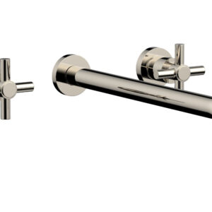 Phylrich BASIC Wall Lavatory Set 14″ Spout – Tubular Cross Handles DWL134-14 – Polished Nickel