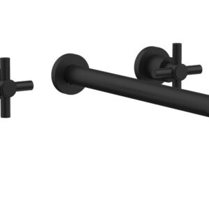 Phylrich BASIC Wall Lavatory Set 14″ Spout – Tubular Cross Handles DWL134-14 – Matte Black
