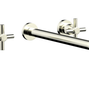Phylrich BASIC Wall Lavatory Set 14″ Spout – Tubular Cross Handles DWL134-14 – Satin Nickel