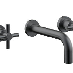 Phylrich BASIC Wall Lavatory Set 7 1/2″ Spout – Tubular Cross Handles DWL134 – Gun Metal