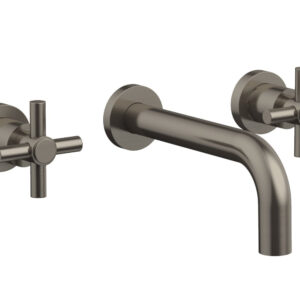 Phylrich BASIC Wall Lavatory Set 7 1/2″ Spout – Tubular Cross Handles DWL134 – Pewter