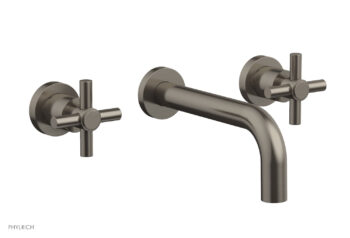 Phylrich BASIC Wall Lavatory Set 7 1/2" Spout - Tubular Cross Handles DWL134 - Pewter