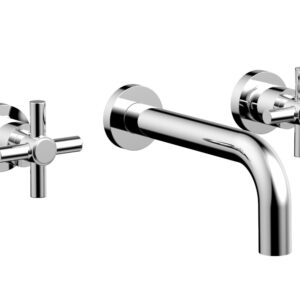 Phylrich BASIC Wall Lavatory Set 7 1/2″ Spout – Tubular Cross Handles DWL134 – Polished Chrome