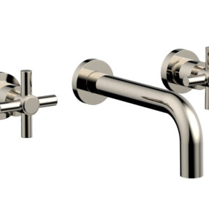 Phylrich BASIC Wall Lavatory Set 7 1/2″ Spout – Tubular Cross Handles DWL134 – Polished Nickel