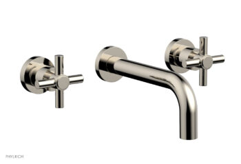 Phylrich BASIC Wall Lavatory Set 7 1/2" Spout - Tubular Cross Handles DWL134 - Polished Nickel