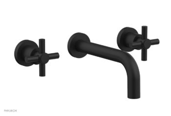 Phylrich BASIC Wall Lavatory Set 7 1/2" Spout - Tubular Cross Handles DWL134 - Matte Black