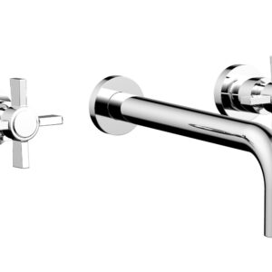 Phylrich BASIC Wall Lavatory Set 10″ Spout – Blade Cross Handles DWL137-10 – Polished Chrome
