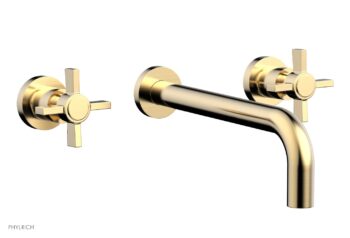 Phylrich BASIC Wall Lavatory Set 10" Spout - Blade Cross Handles DWL137-10 - Satin Brass