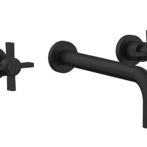 Phylrich BASIC Wall Lavatory Set 10″ Spout – Blade Cross Handles DWL137-10 – Matte Black