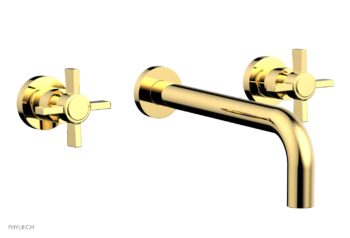 Phylrich BASIC Wall Lavatory Set 10" Spout - Blade Cross Handles DWL137-10 - Polished Gold