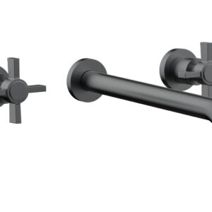 Phylrich BASIC Wall Lavatory Set 12″ Spout – Blade Cross Handles DWL137-12 – Gun Metal