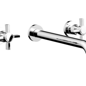 Phylrich BASIC Wall Lavatory Set 12″ Spout – Blade Cross Handles DWL137-12 – Polished Chrome