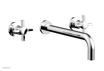 Phylrich BASIC Wall Lavatory Set 12" Spout - Blade Cross Handles DWL137-12 - Polished Chrome