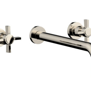Phylrich BASIC Wall Lavatory Set 12″ Spout – Blade Cross Handles DWL137-12 – Polished Nickel