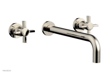 Phylrich BASIC Wall Lavatory Set 12" Spout - Blade Cross Handles DWL137-12 - Polished Nickel