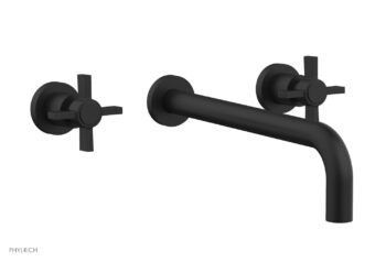 Phylrich BASIC Wall Lavatory Set 12" Spout - Blade Cross Handles DWL137-12 - Matte Black