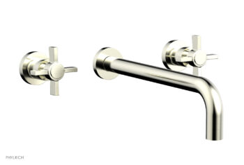 Phylrich BASIC Wall Lavatory Set 12" Spout - Blade Cross Handles DWL137-12 - Satin Nickel