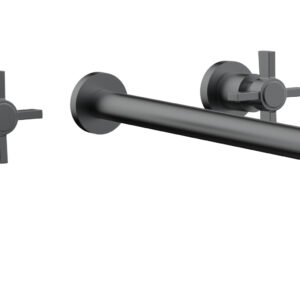 Phylrich BASIC Wall Lavatory Set 14″ Spout – Blade Cross Handles DWL137-14 – Gun Metal