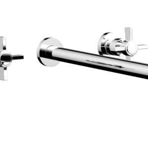 Phylrich BASIC Wall Lavatory Set 14″ Spout – Blade Cross Handles DWL137-14 – Polished Chrome