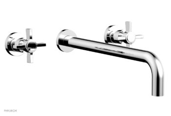 Phylrich BASIC Wall Lavatory Set 14" Spout - Blade Cross Handles DWL137-14 - Polished Chrome