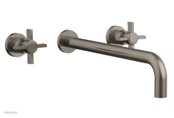 Phylrich BASIC Wall Lavatory Set 14" Spout - Blade Cross Handles DWL137-14 - Pewter