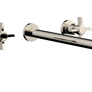 Phylrich BASIC Wall Lavatory Set 14″ Spout – Blade Cross Handles DWL137-14 – Polished Nickel