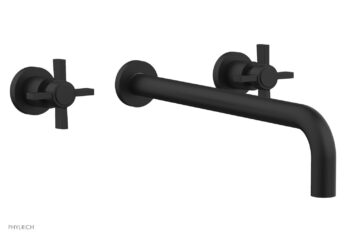 Phylrich BASIC Wall Lavatory Set 14" Spout - Blade Cross Handles DWL137-14 - Matte Black
