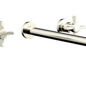 Phylrich BASIC Wall Lavatory Set 14″ Spout – Blade Cross Handles DWL137-14 – Satin Nickel