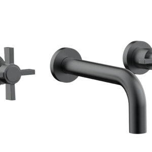 Phylrich BASIC Wall Lavatory Set 7 1/2″ Spout – Blade Cross Handles DWL137 – Gun Metal