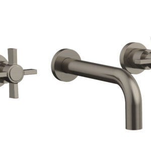 Phylrich BASIC Wall Lavatory Set 7 1/2″ Spout – Blade Cross Handles DWL137 – Pewter