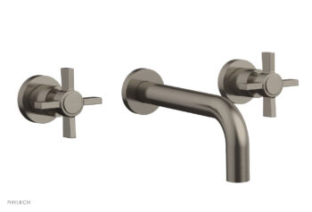 Phylrich BASIC Wall Lavatory Set 7 1/2" Spout - Blade Cross Handles DWL137 - Pewter