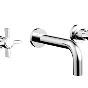 Phylrich BASIC Wall Lavatory Set 7 1/2″ Spout – Blade Cross Handles DWL137 – Polished Chrome