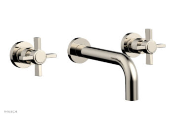 Phylrich BASIC Wall Lavatory Set 7 1/2" Spout - Blade Cross Handles DWL137 - Polished Nickel