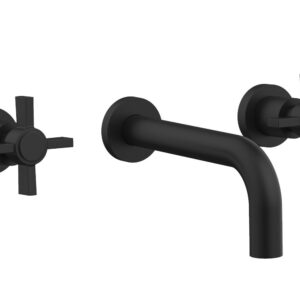 Phylrich BASIC Wall Lavatory Set 7 1/2″ Spout – Blade Cross Handles DWL137 – Matte Black