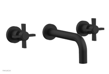Phylrich BASIC Wall Lavatory Set 7 1/2" Spout - Blade Cross Handles DWL137 - Matte Black