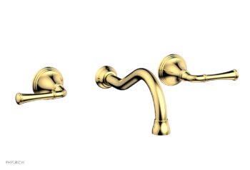Phylrich 3RING Wall Lavatory Set - Straight Lever Handles DWL205 - Polished Gold