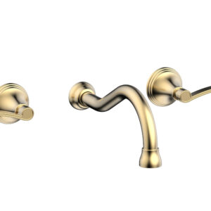 Phylrich 3RING Wall Lavatory Set – Curved Lever Handles DWL206 – Satin Brass