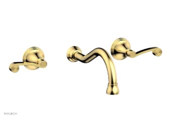 Phylrich 3RING Wall Lavatory Set - Curved Lever Handles DWL206 - Polished Gold
