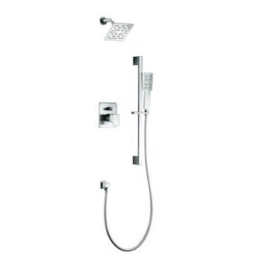 Dawn® Acadia Square Series Shower Combo Set Wall Mounted Rainhead with Slide bar handheld shower, Chrome